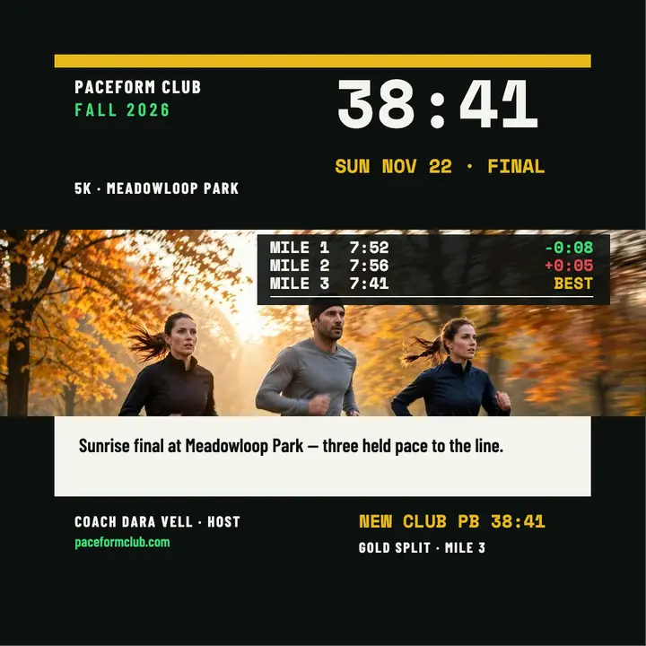 Paceform fall challenge split recap template