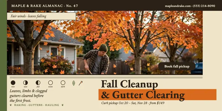 Maple and Rake fall cleanup almanac post: fall cleanup post template