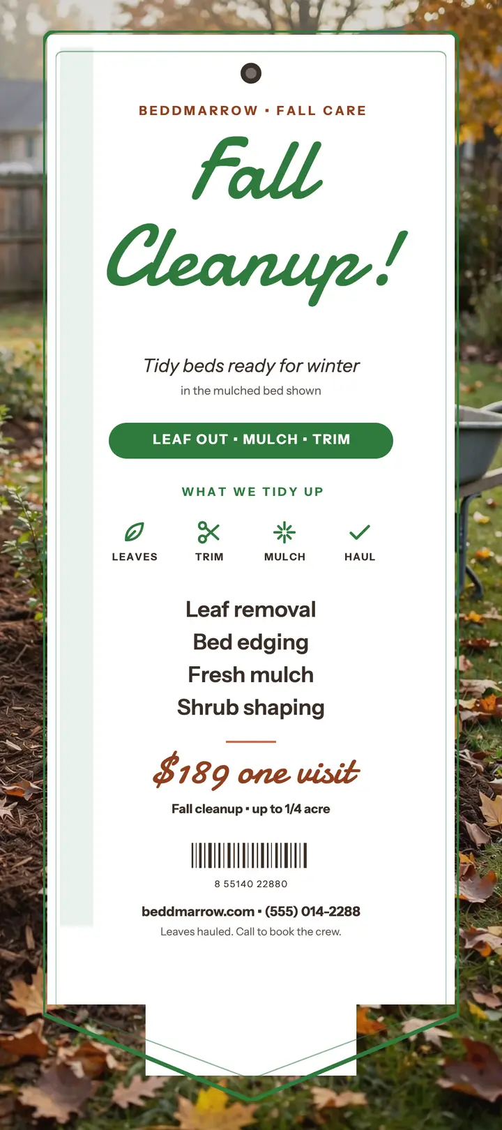 Beddmarrow fall cleanup plant tag card template