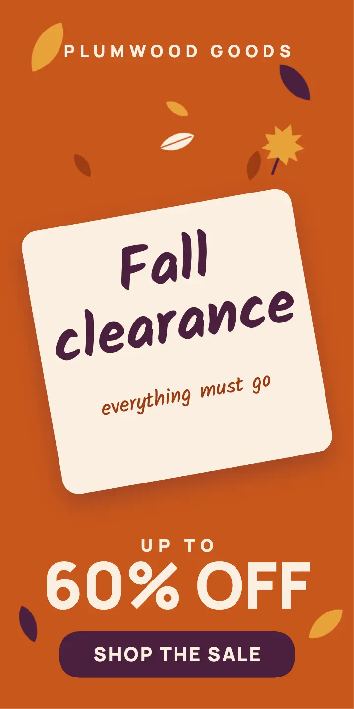 Burnt orange fall clearance half-page ad template