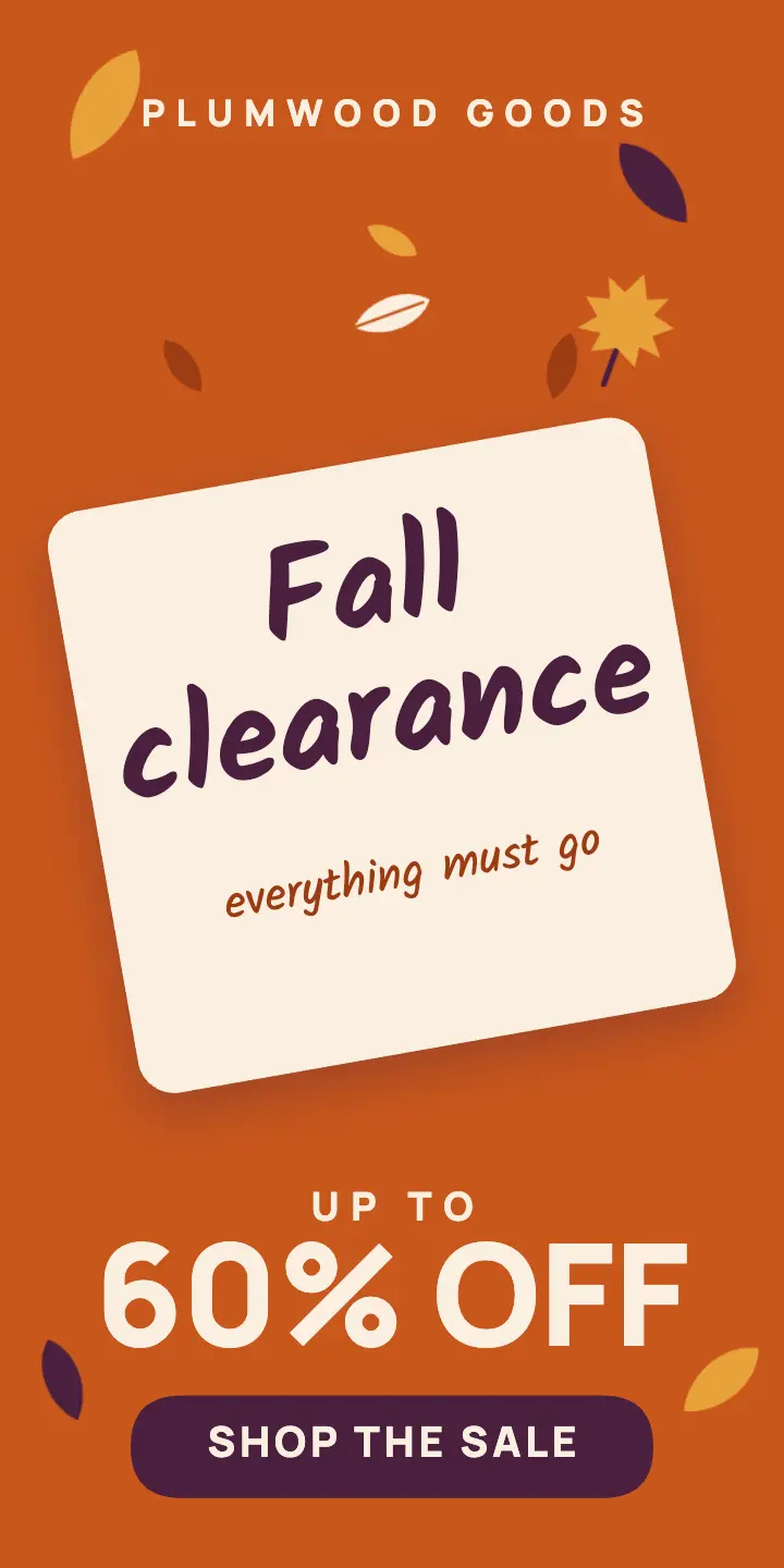 Burnt orange fall clearance half-page ad template