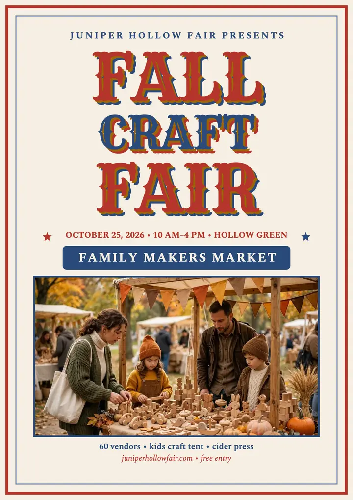 Juniper Hollow fall craft fair flyer template