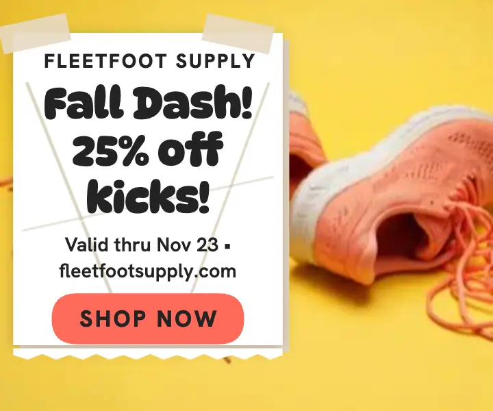 Fleetfoot Fall Dash sale note ad template