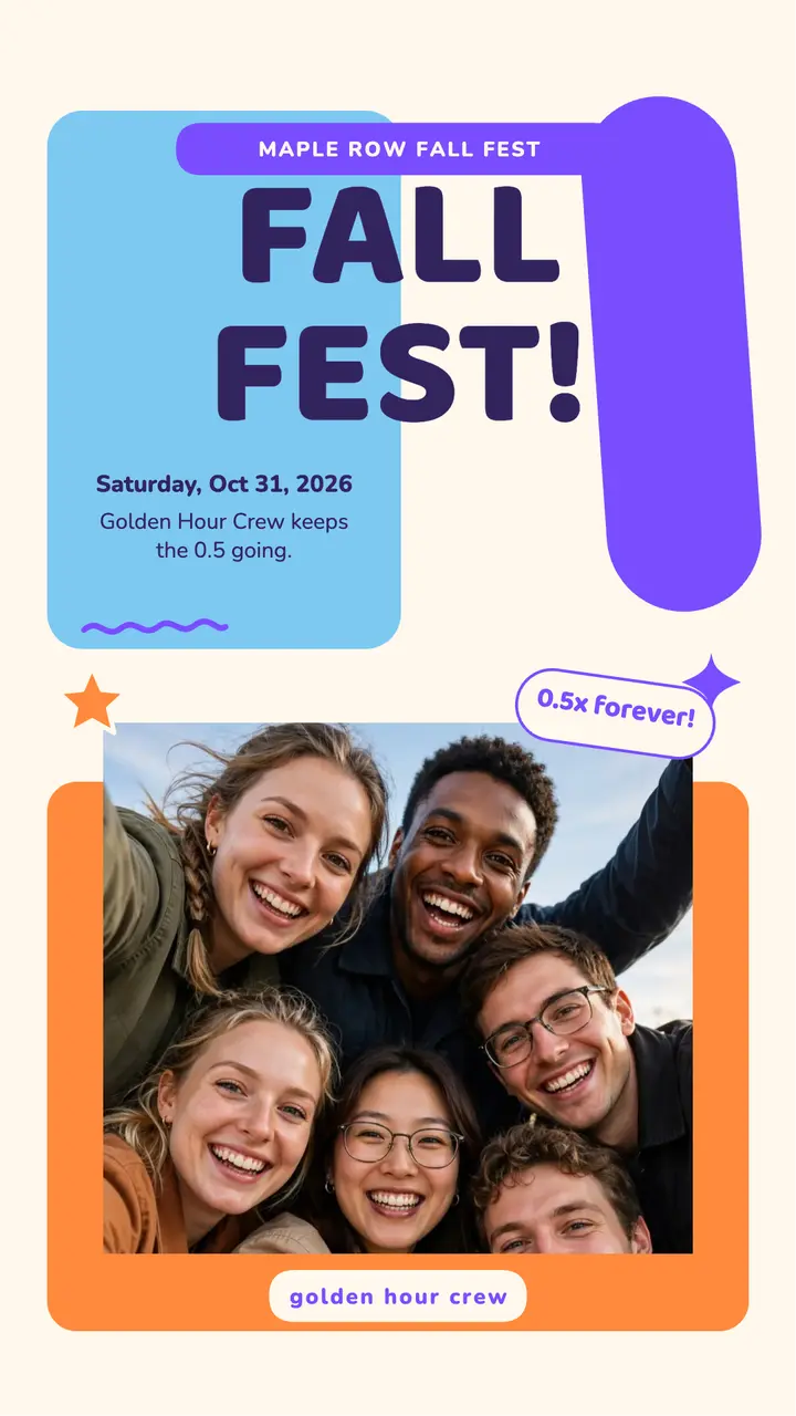 Maple Row Fall Fest group selfie story template