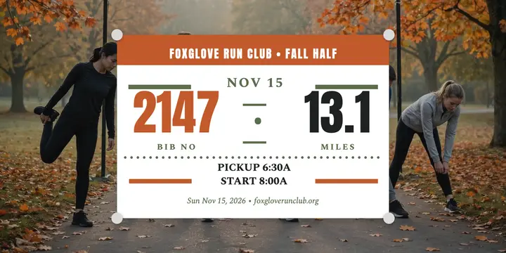Foxglove fall half bib pickup post: half marathon bib post template