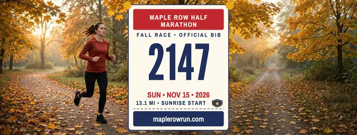 Maple Row half marathon race bib cover template