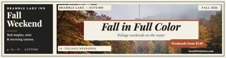 Bramble Lake Inn fall weekends spread ad template