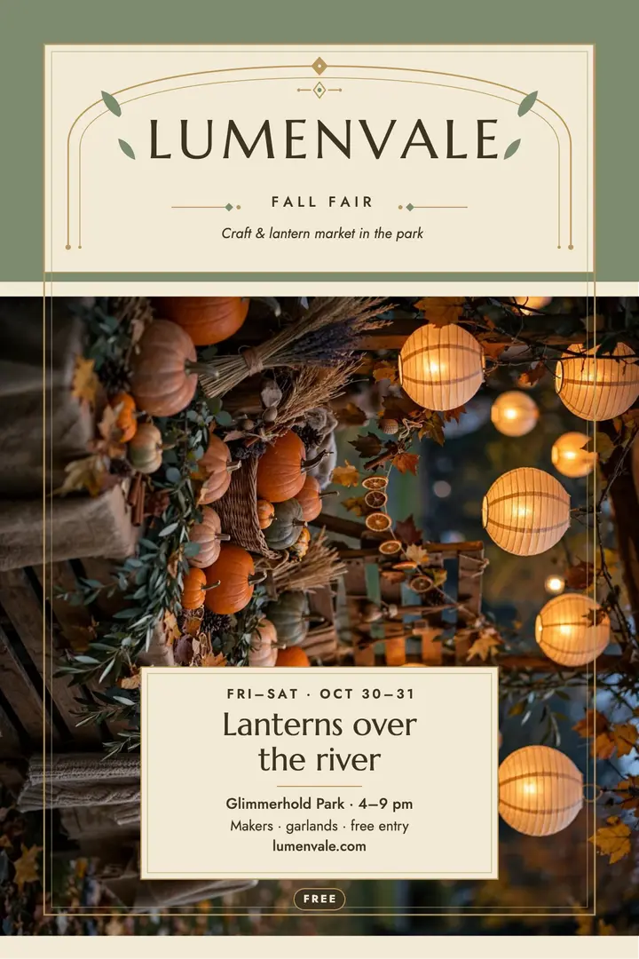 Lumenvale fall lantern craft fair poster template