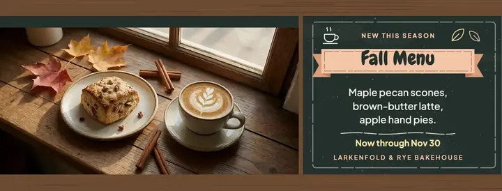 Larkenfold & Rye fall menu chalkboard cover template