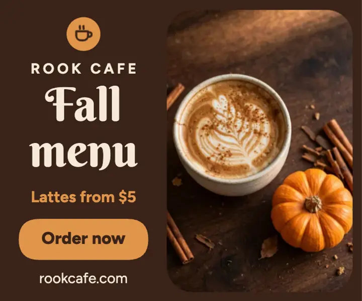 Fall menu latte cafe display ad template