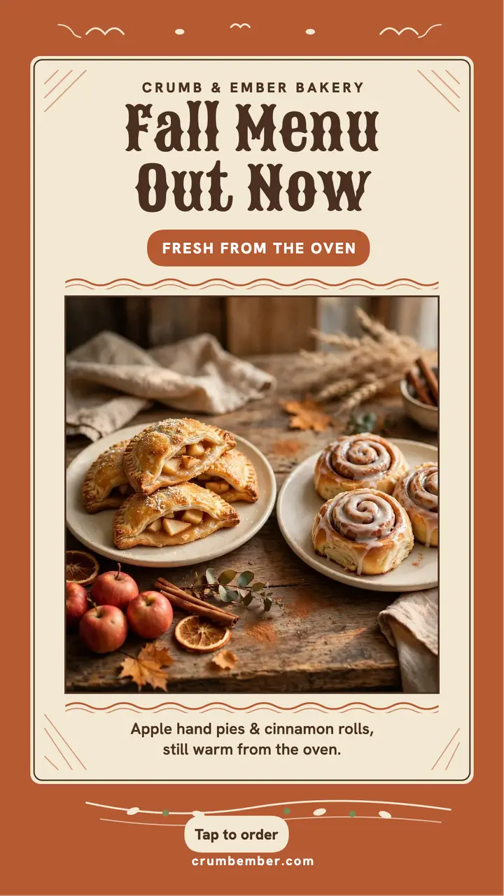 Crumb and Ember fall menu slipware story template