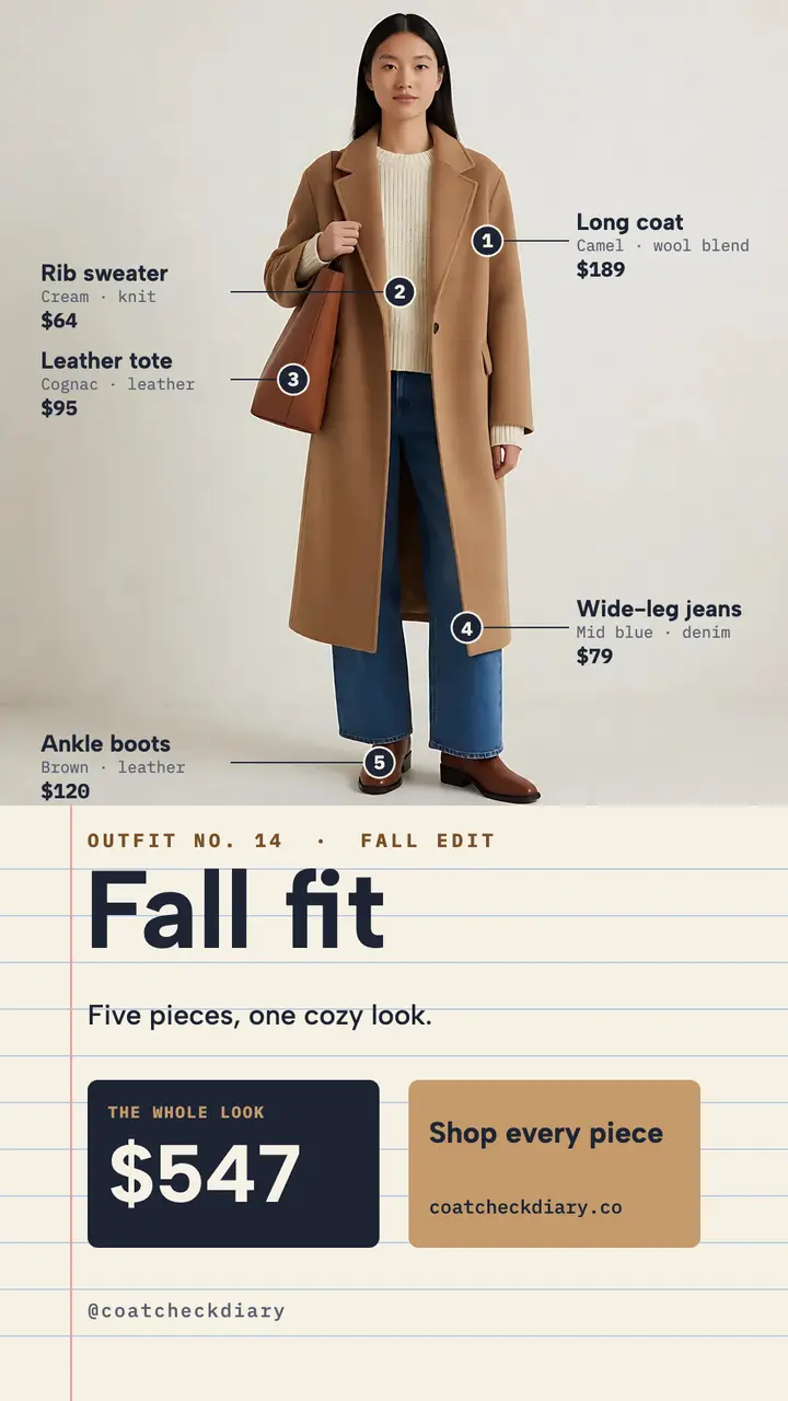 Coat check fall outfit callouts story template