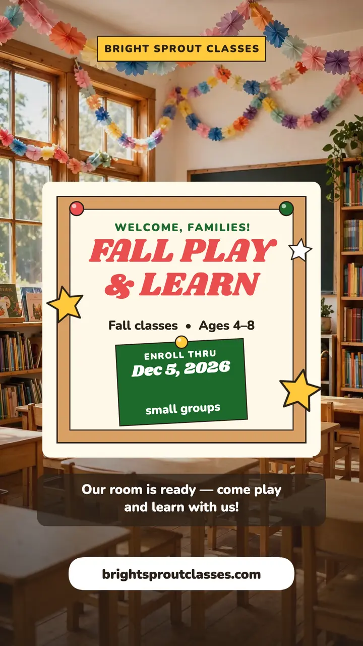Bright Sprout fall classes bulletin story template