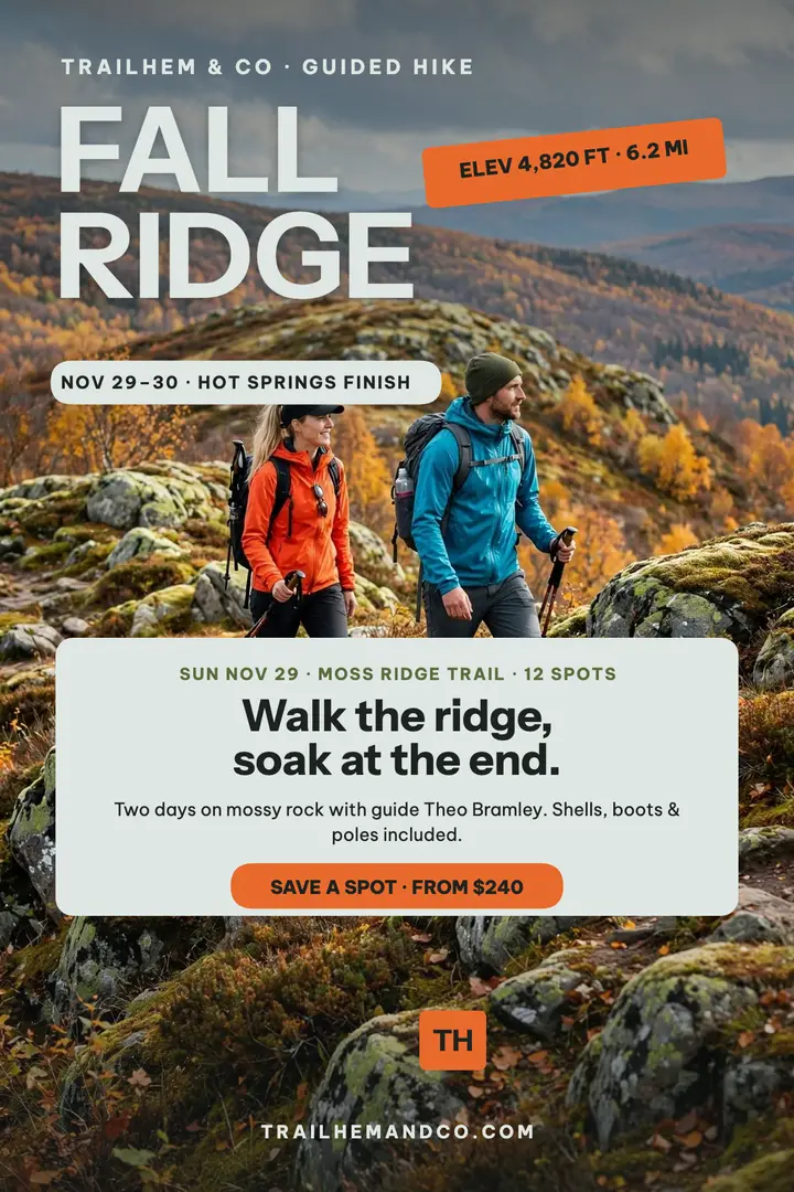 Trailhem fall ridge hike weekend poster template