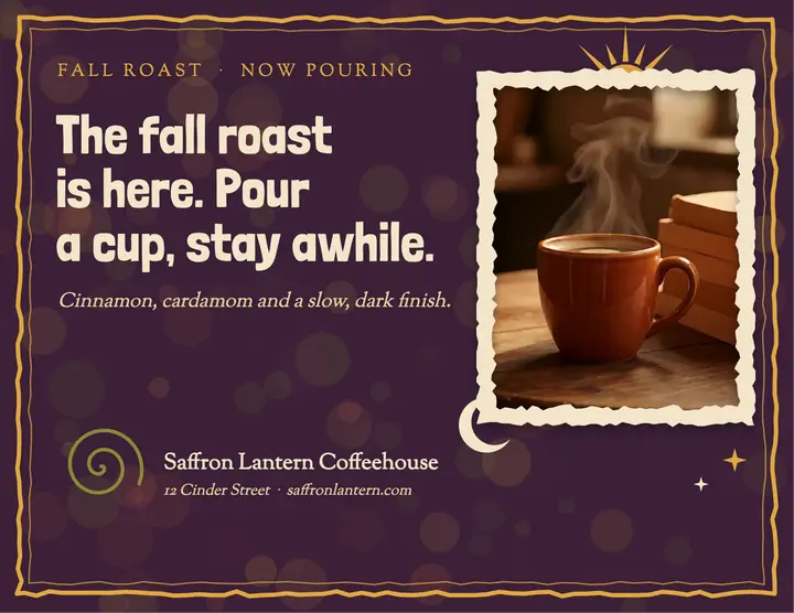 Fall roast coffeehouse flyer template