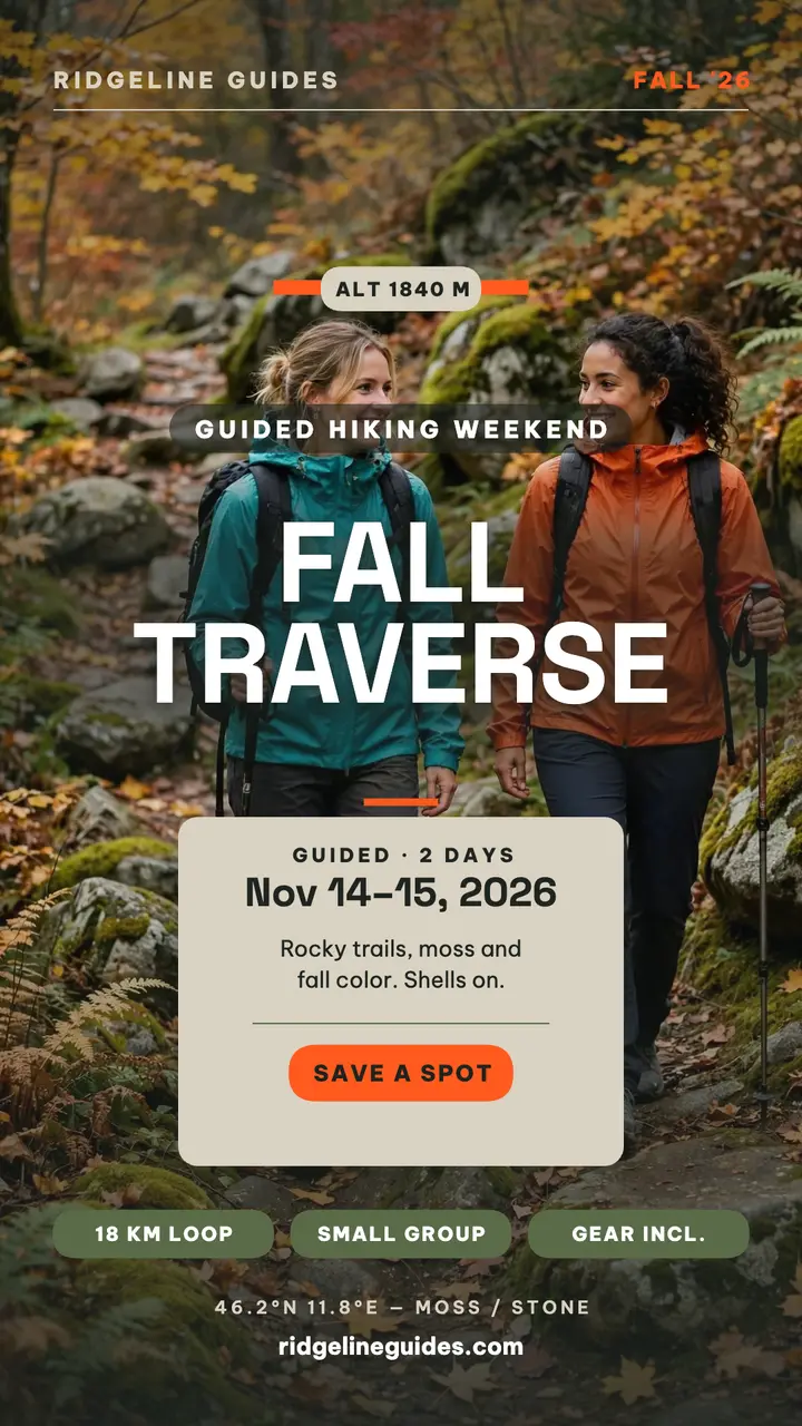 Ridgeline Guides fall hiking weekend story template