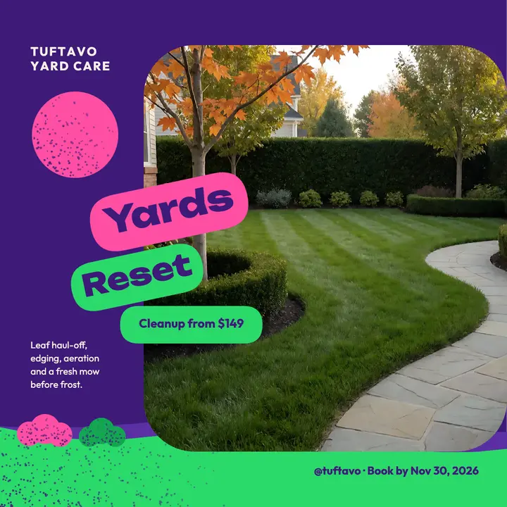 Tuftavo fall yard cleanup grain-shaded post: landscaping promo post template