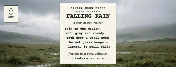 Falling Rain poem cover, Cinder Wren Press template