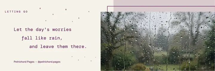 Falling rain quote header, concrete poetry template