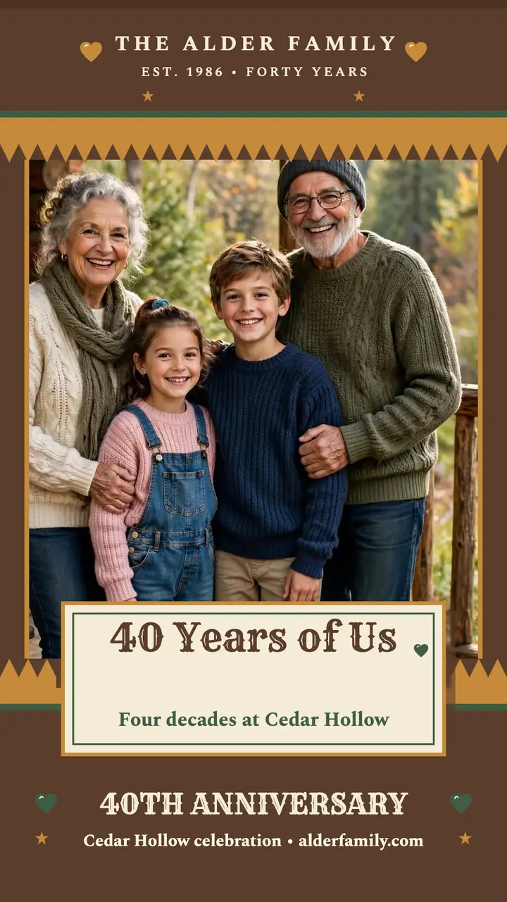 Alder family 40th anniversary wood frame template