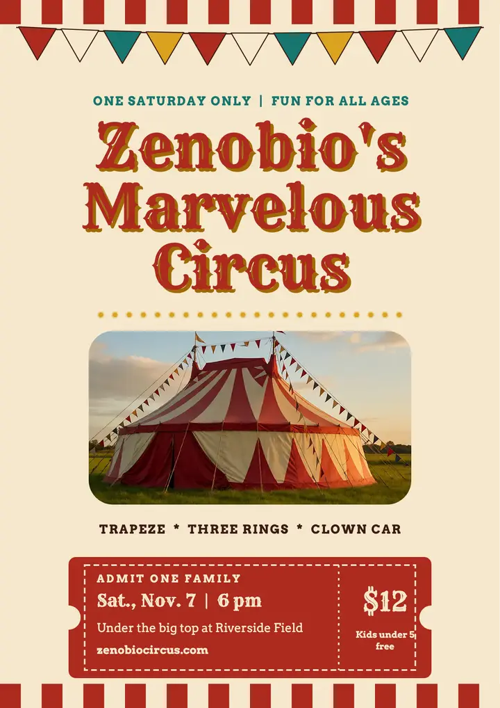 Zenobio's marvelous family circus: family circus flyer template