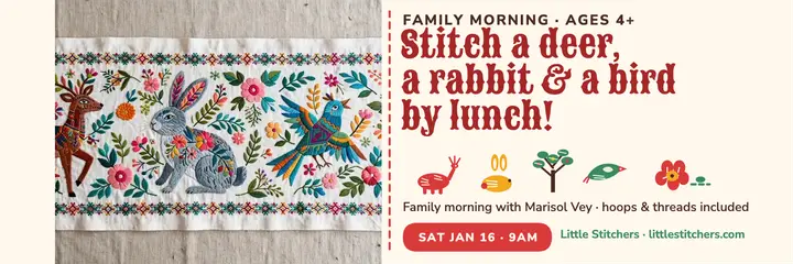 Little Stitchers family embroidery morning header template