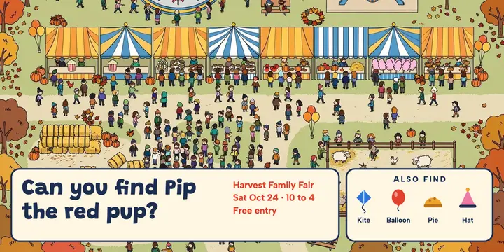 Harvest Family Fair seek and find post template