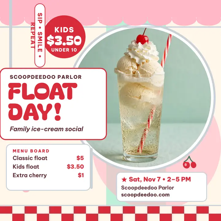Family Float Day ice cream social post template
