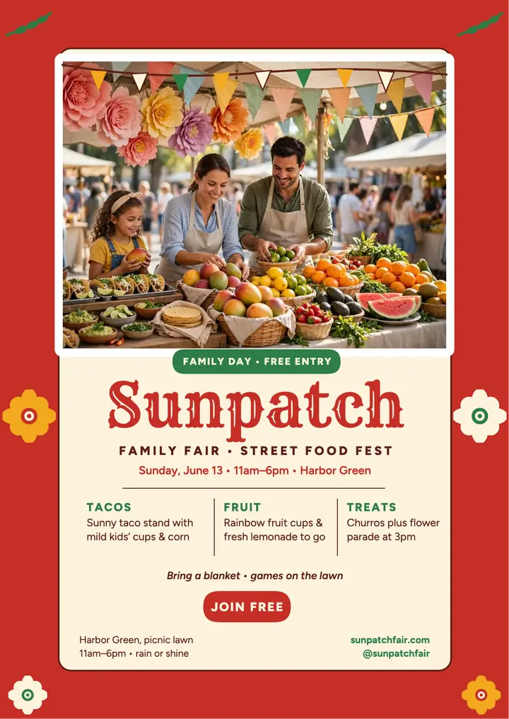 Sunpatch Family Fair floral flyer template