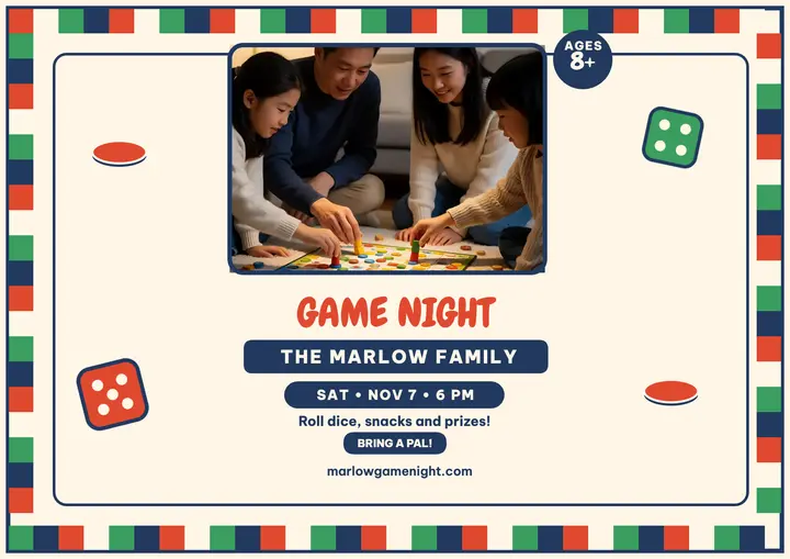 Marlow family game night invite template