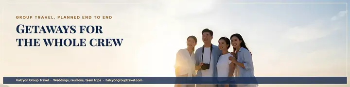 Halcyon Group Travel LinkedIn banner: travel agency linkedin banner template