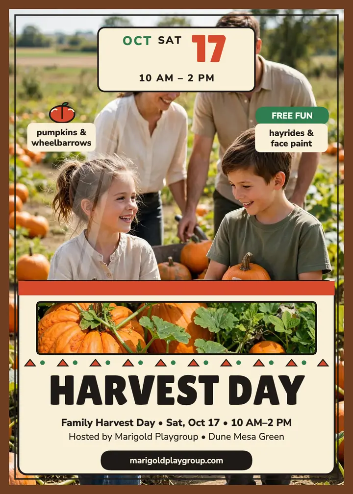 Family Harvest Day folk invitation: harvest invitation template