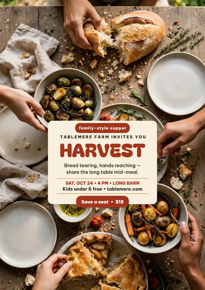 Tablemere family harvest dinner flyer template
