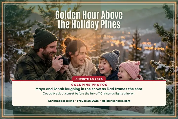 Goldpine family getaway postcard template