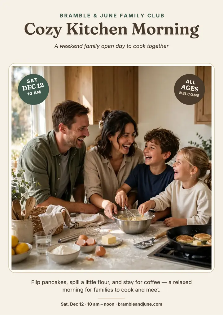 Cozy Kitchen Morning family flyer template
