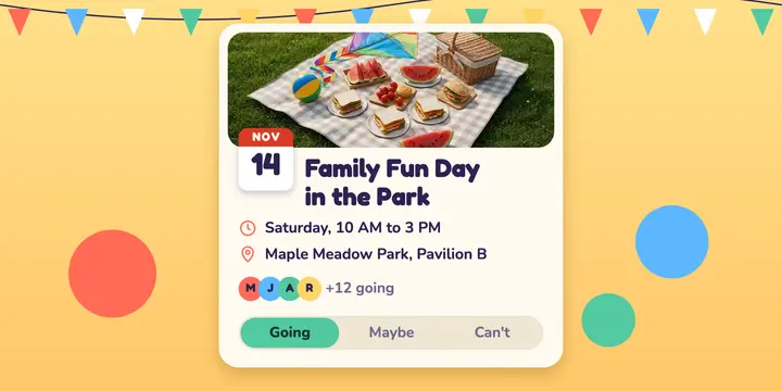 Maple Meadow family fun day invite template