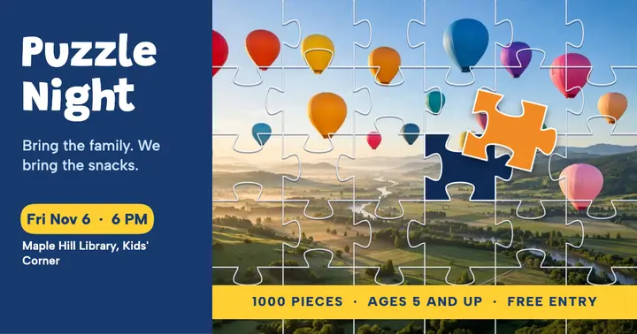 Family puzzle night Facebook post template