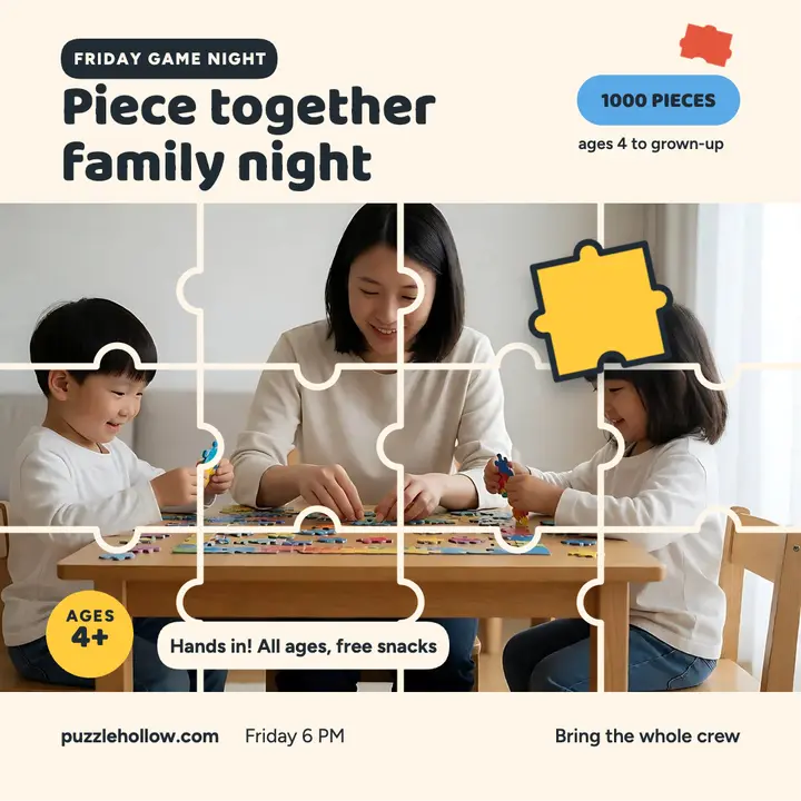 Puzzlehollow family puzzle night jigsaw post template
