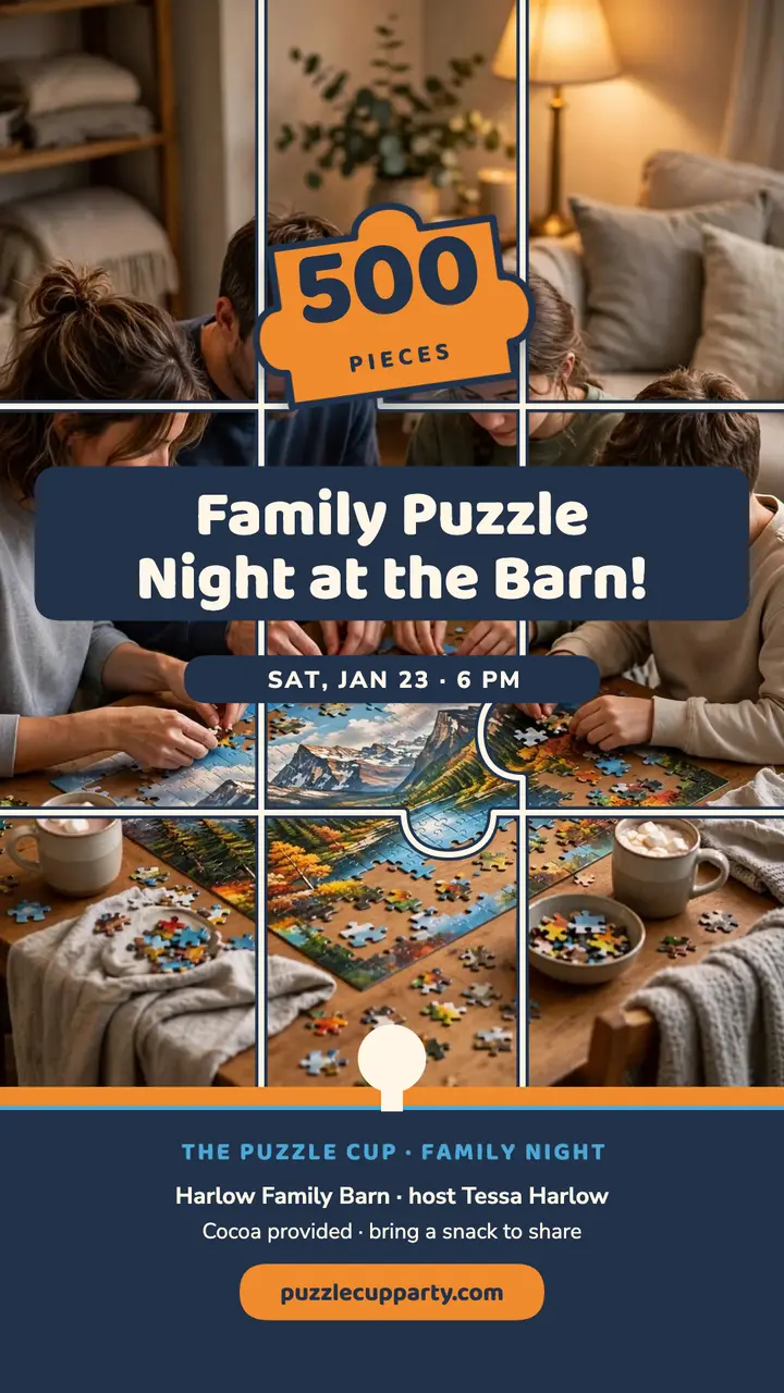 Family puzzle night at the barn story template