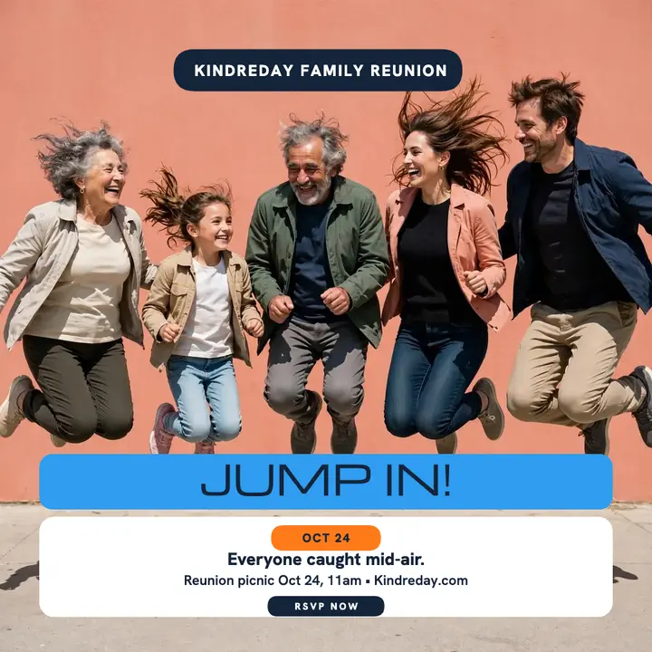 Kindreday reunion jump post: family reunion post template