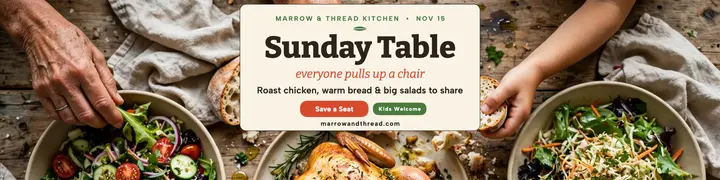 Marrow and Thread Sunday table dinner banner template