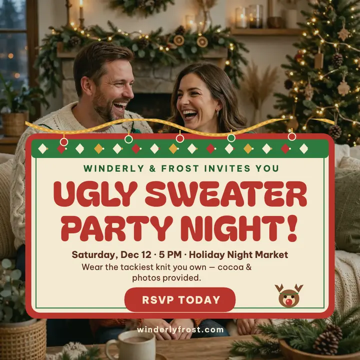Family ugly sweater party night post template