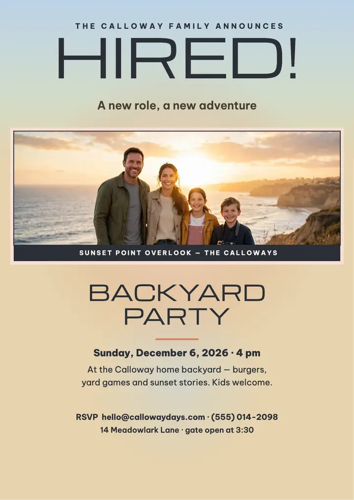 Calloway family new job flyer template