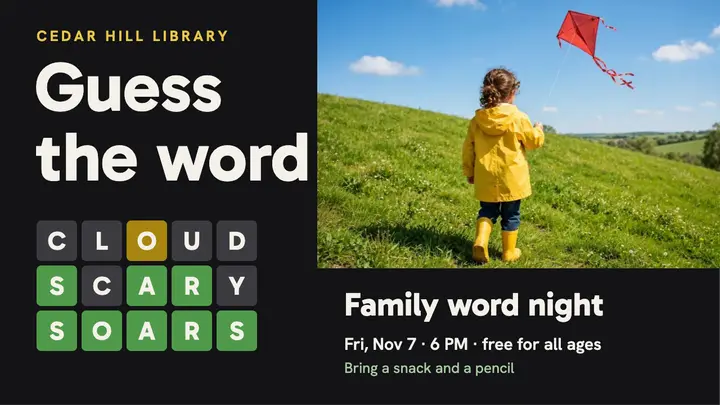 Cedar Hill family word night template