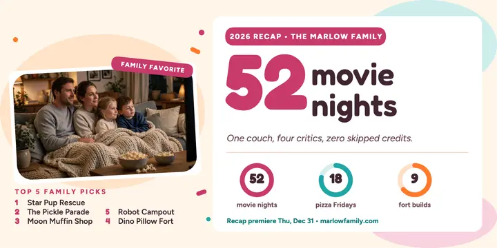 Marlow family movie year recap post template