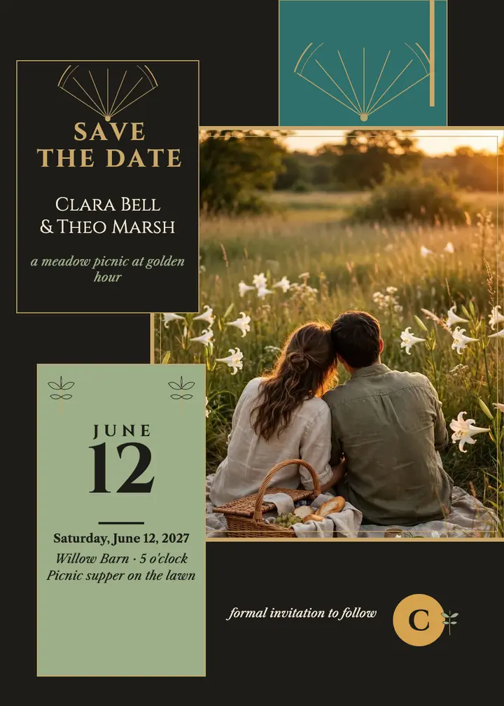 Clara and Theo fan save the date template