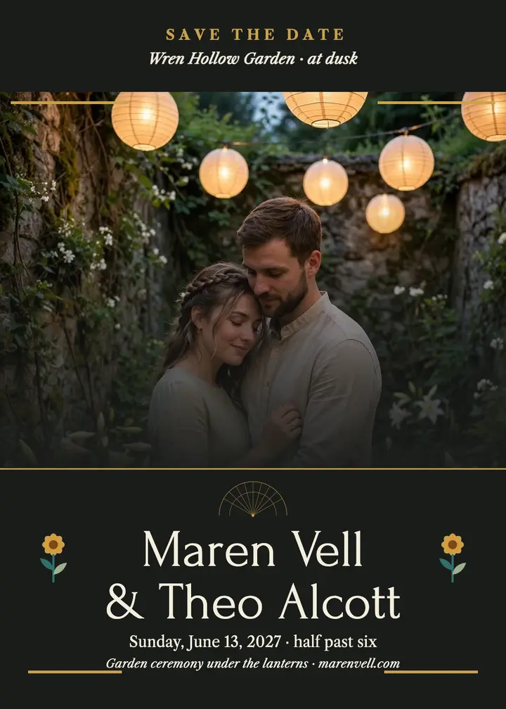 Maren and Theo garden save-the-date template
