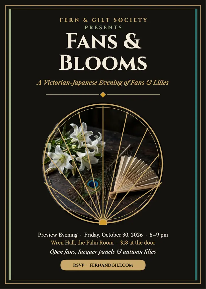 Fans and Blooms exhibition invitation template