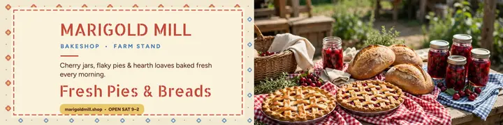 Marigold Mill farm bakery banner template