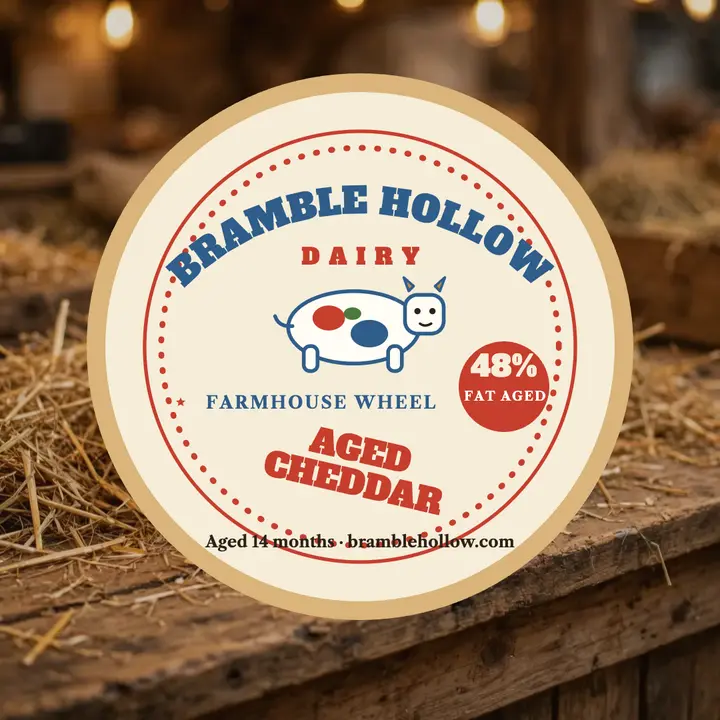 Bramble Hollow aged cheddar label post template